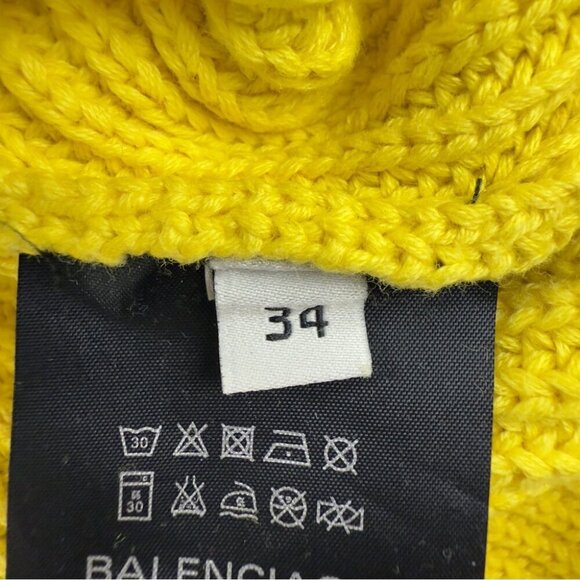 Balenciaga Paris Yellow V Neck Oversized Heavy Knit Sweater Men's Size XS/34 EU - Picture 4 of 16